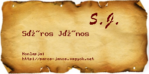 Sáros János névjegykártya